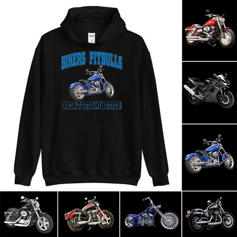 Fantastic Biker and Pitbull Unisex Hoodie - 4 Terriers Only