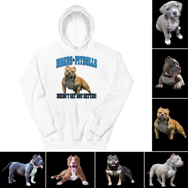 Fantastic Biker and Pitbull Unisex Hoodie - 4 Terriers Only