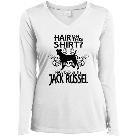 Jack Russel Sport-Tek Ladies' LS Performance V-Neck T-Shirt - 4 Terriers Only