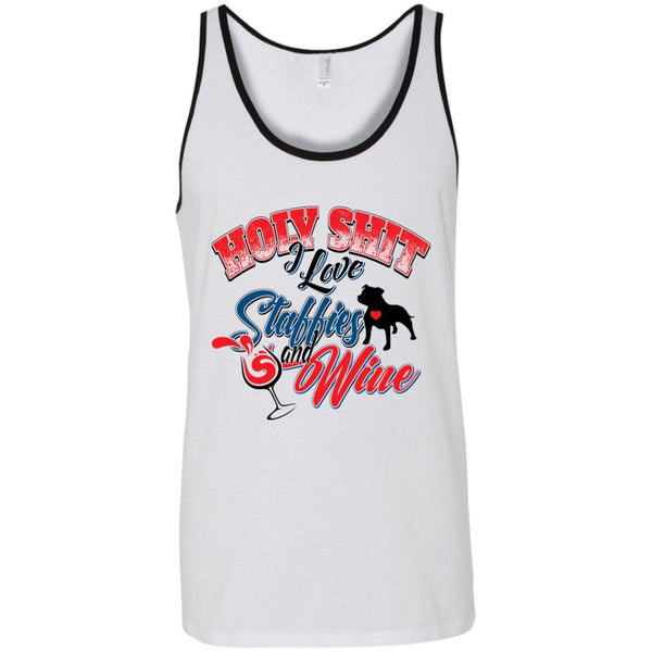 Love Staffies and Wine, Bella + Canvas Unisex Tank - 4 Terriers Only