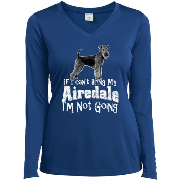 Me and my Airedale, Ladies' LS Performance V-Neck T-Shirt - 4 Terriers Only